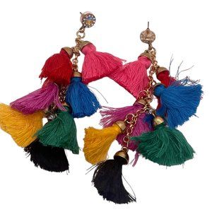 ⭐️❤️❤️ FREE Tassel Fringe Rainbow Drop Boho Peasant Hipster Hippie Deco Earrings